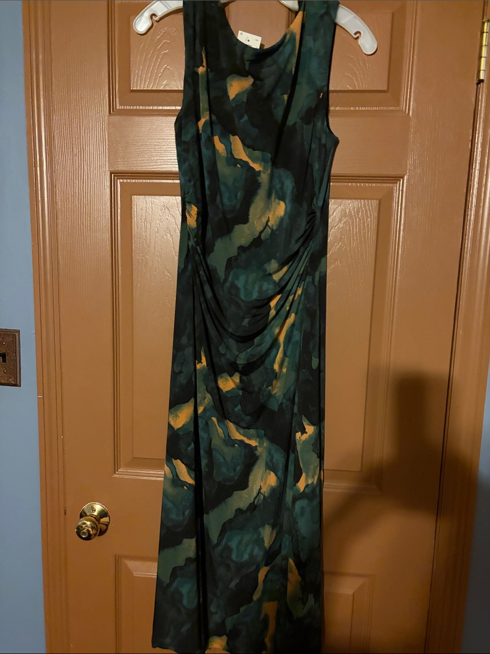 connected apparel Dark Green & Gold Abstract Maxi Dress